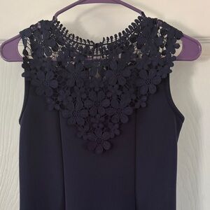 Zunie Navy Blue Floral Lace Kids Formal Dress